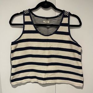 Madewell Navy and Cream Striped Tank Top